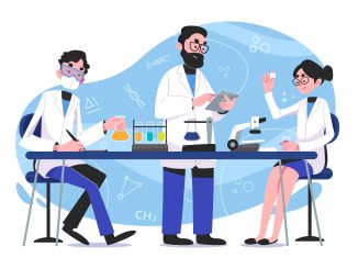 Naukowcy - wektorowa grafika ilustracyjna