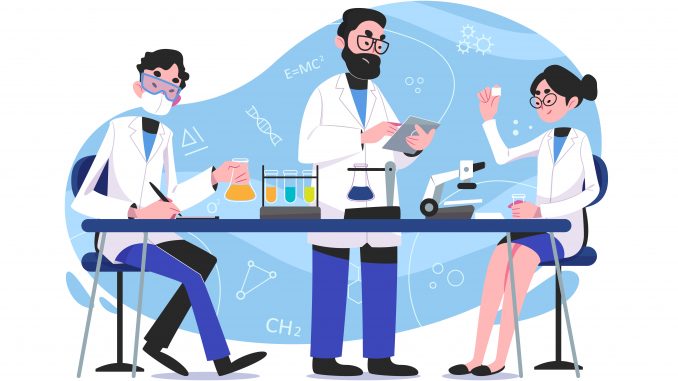 Naukowcy - wektorowa grafika ilustracyjna